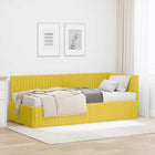 Eenpersoonsbed 194x94x72 cm geel fluweel met matras