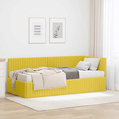 Hoekbedframe met Matras met hoofdeinde 2 pcs Geel Fluweel