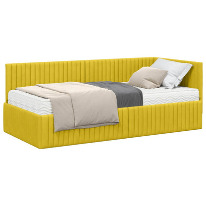 Hoekbedframe met Matras met hoofdeinde 2 pcs Geel Fluweel