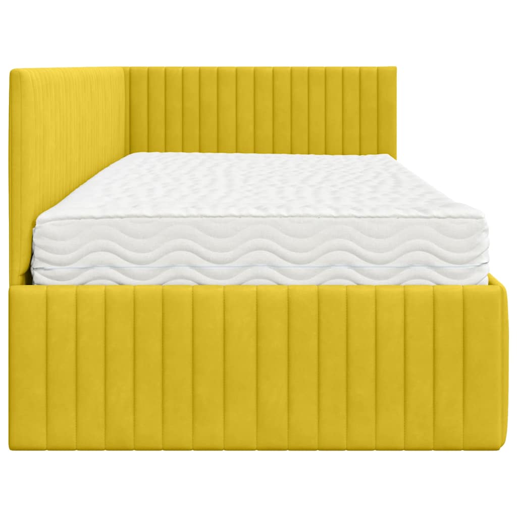 Hoekbedframe met Matras met hoofdeinde 2 pcs Geel Fluweel