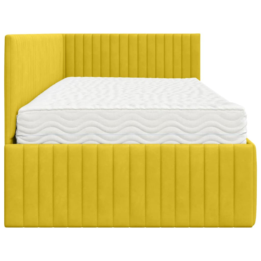 Hoekbedframe met Matras met hoofdeinde 2 pcs Geel Fluweel