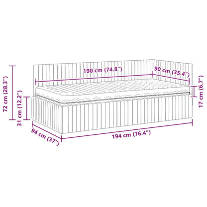 Hoekbedframe met Matras met hoofdeinde 2 pcs Geel Fluweel