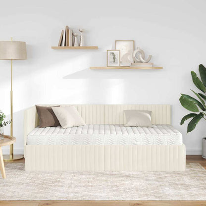 Hoekbedframe met Matras 2 pcs Crème Fluweel