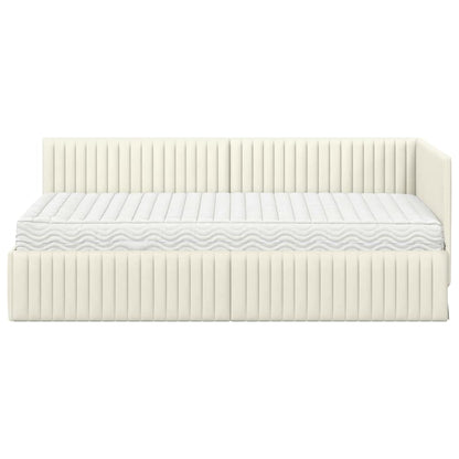 Hoekbedframe met Matras 2 pcs Crème Fluweel