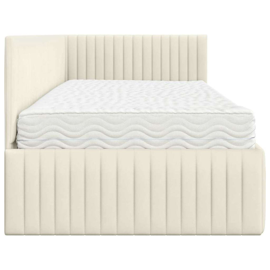 Hoekbedframe met Matras 2 pcs Crème Fluweel