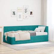 Hoekbedframe met matras 194x94x72 cm turquoise fluweel