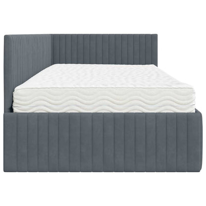 Hoekbedframe met Matras met hoofdeinde 2 pcs Grijs Fluweel
