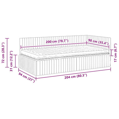 Hoekbedframe met Matras met hoofdeinde 2 pcs Grijs Fluweel