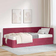Hoekbedframe 204x94x72 cm groen fluweel met matras