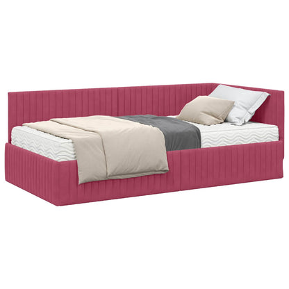 Hoekbedframe met Matras met hoofdeinde 2 pcs Groen Fluweel