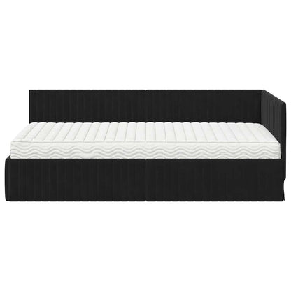 Hoekbedframe met Matras met hoofdeinde 2 pcs Zwart Fluweel