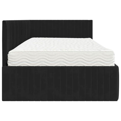 Hoekbedframe met Matras met hoofdeinde 2 pcs Zwart Fluweel