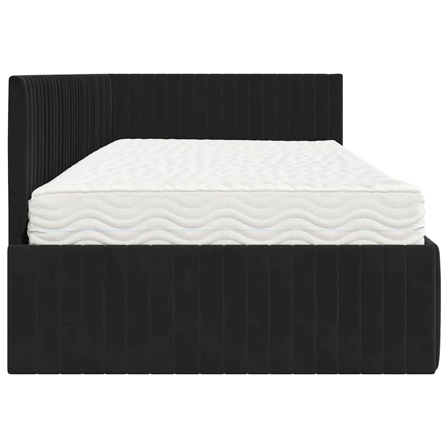 Hoekbedframe met Matras met hoofdeinde 2 pcs Zwart Fluweel