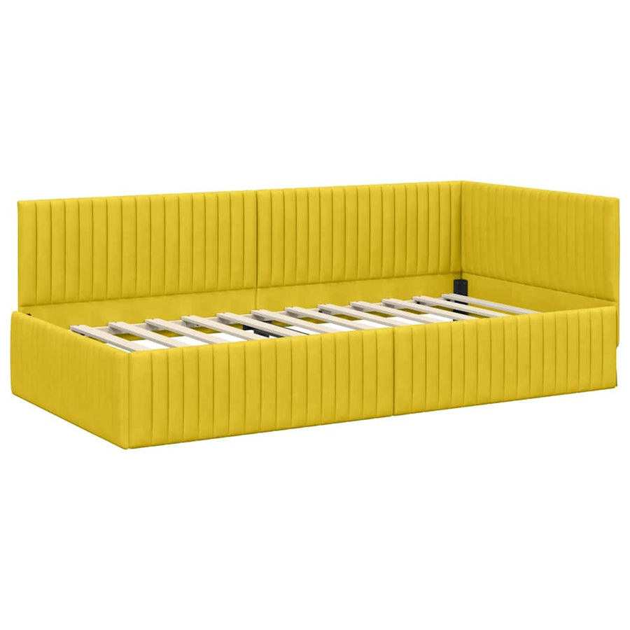 Hoekbedframe met Matras met hoofdeinde 2 pcs Geel Fluweel