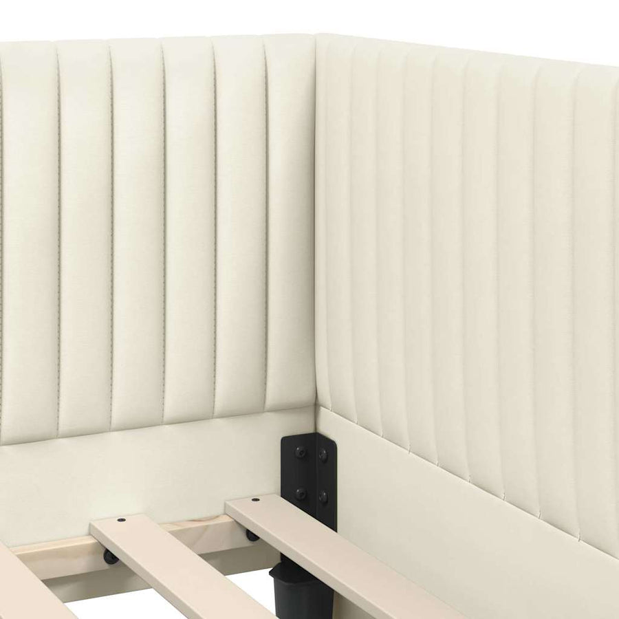 Hoekbedframe met Matras met hoofdeinde 2 pcs Crème Fluweel