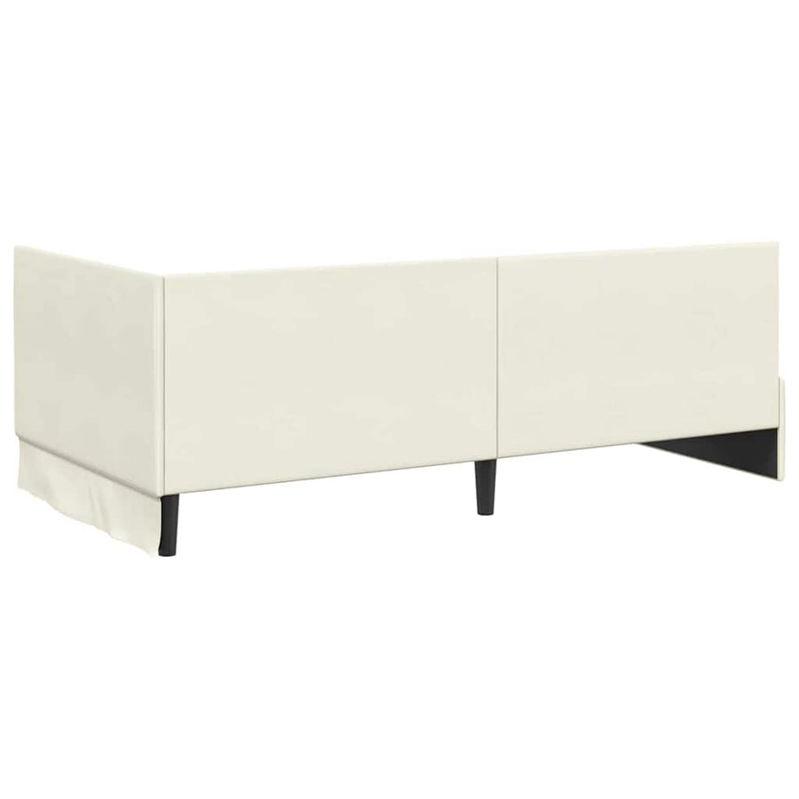 Hoekbedframe met Matras met hoofdeinde 2 pcs Crème Fluweel