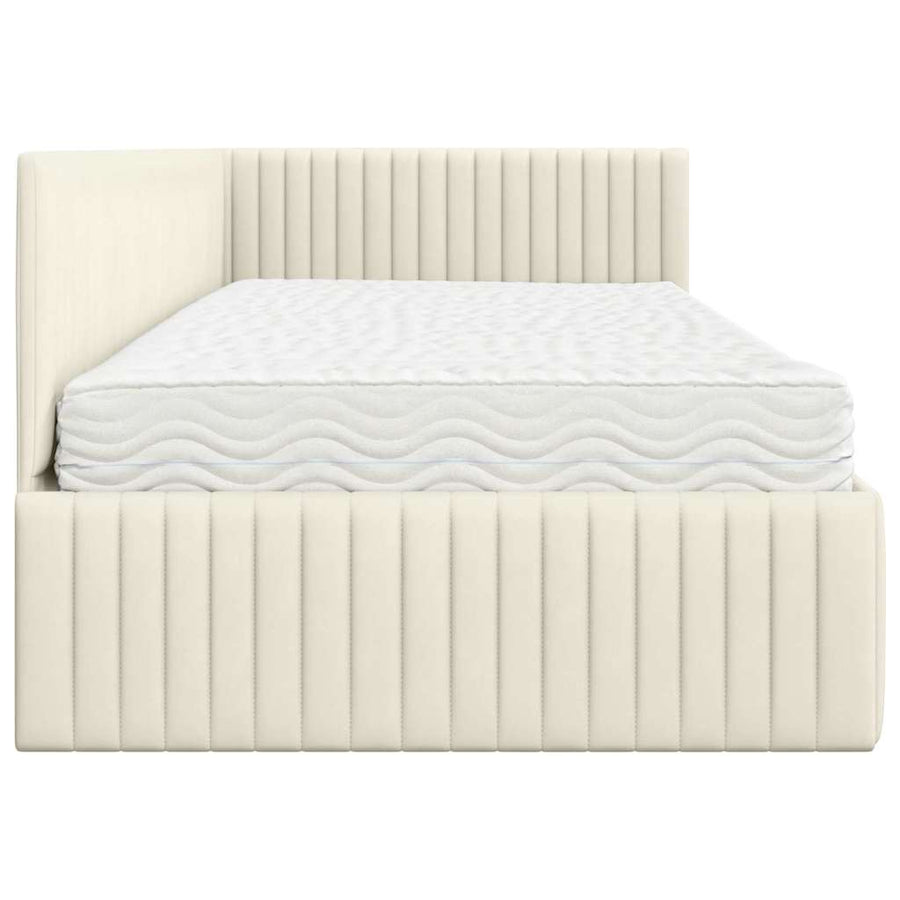 Hoekbedframe met Matras met hoofdeinde 2 pcs Crème Fluweel