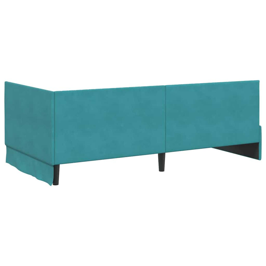 Hoekbedframe met Matras met hoofdeinde 2 pcs Turquoise Fluweel