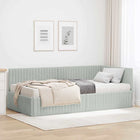 Hoekbedframe met matras lichtgrijs fluweel 204x104x72 cm