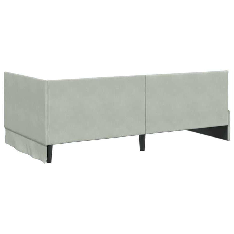 Hoekbedframe met Matras met hoofdeinde 2 pcs Lichtgrijs Fluweel