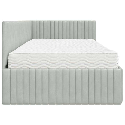 Hoekbedframe met Matras met hoofdeinde 2 pcs Lichtgrijs Fluweel