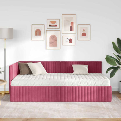Hoekbedframe met Matras met hoofdeinde 2 pcs Groen Fluweel