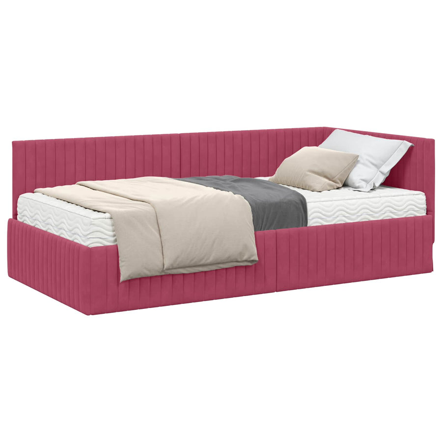 Hoekbedframe met Matras met hoofdeinde 2 pcs Groen Fluweel