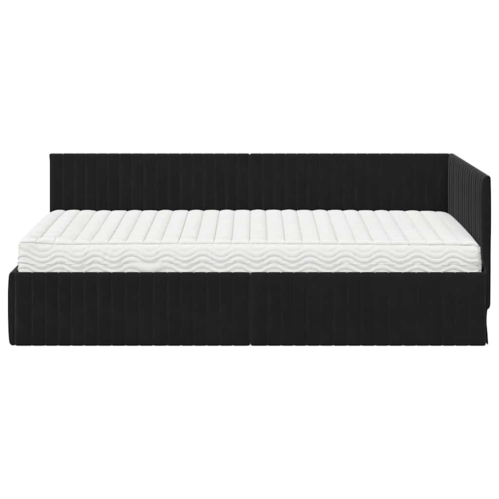 Hoekbedframe met Matras met hoofdeinde 2 pcs Zwart Fluweel