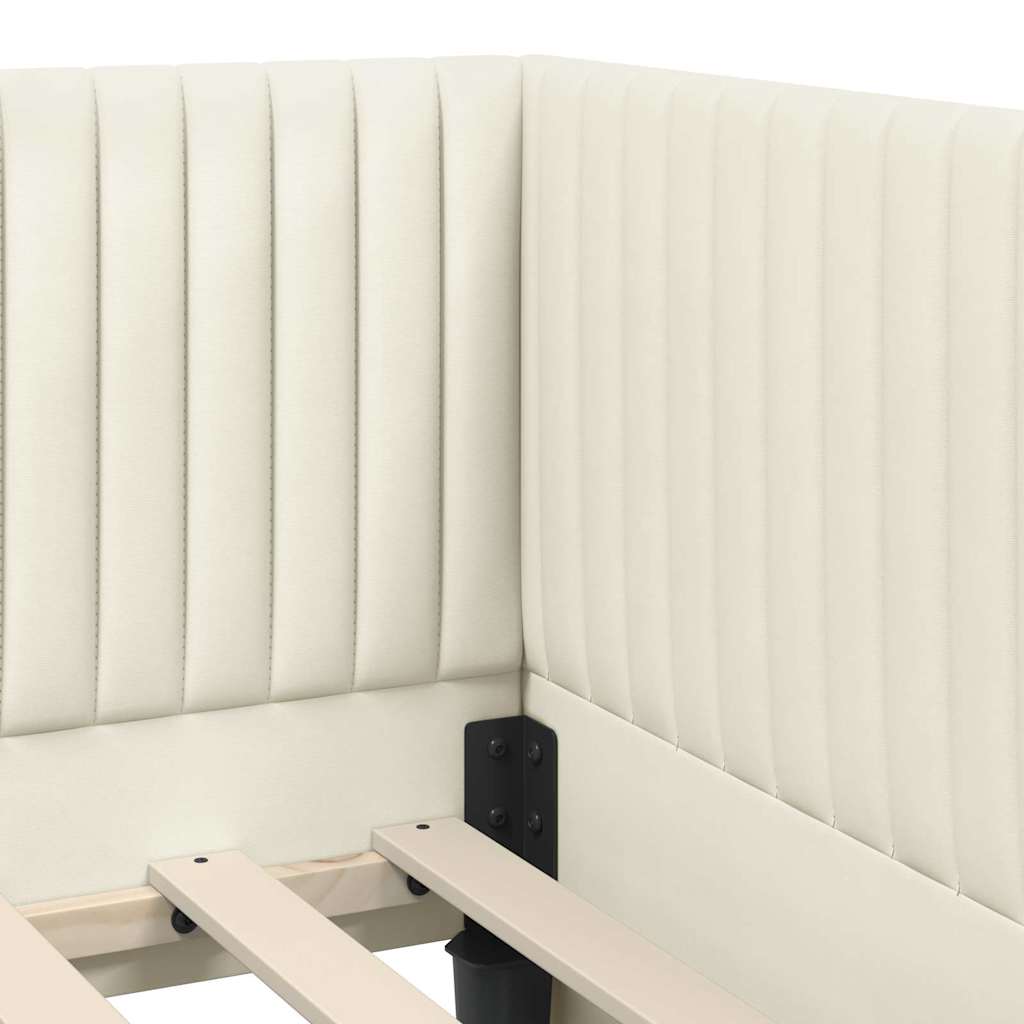 Hoekbedframe met Matras met hoofdeinde 2 pcs Crème Fluweel