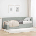 Hoekbedframe met matras 204x84 cm lichtgrijs fluweel
