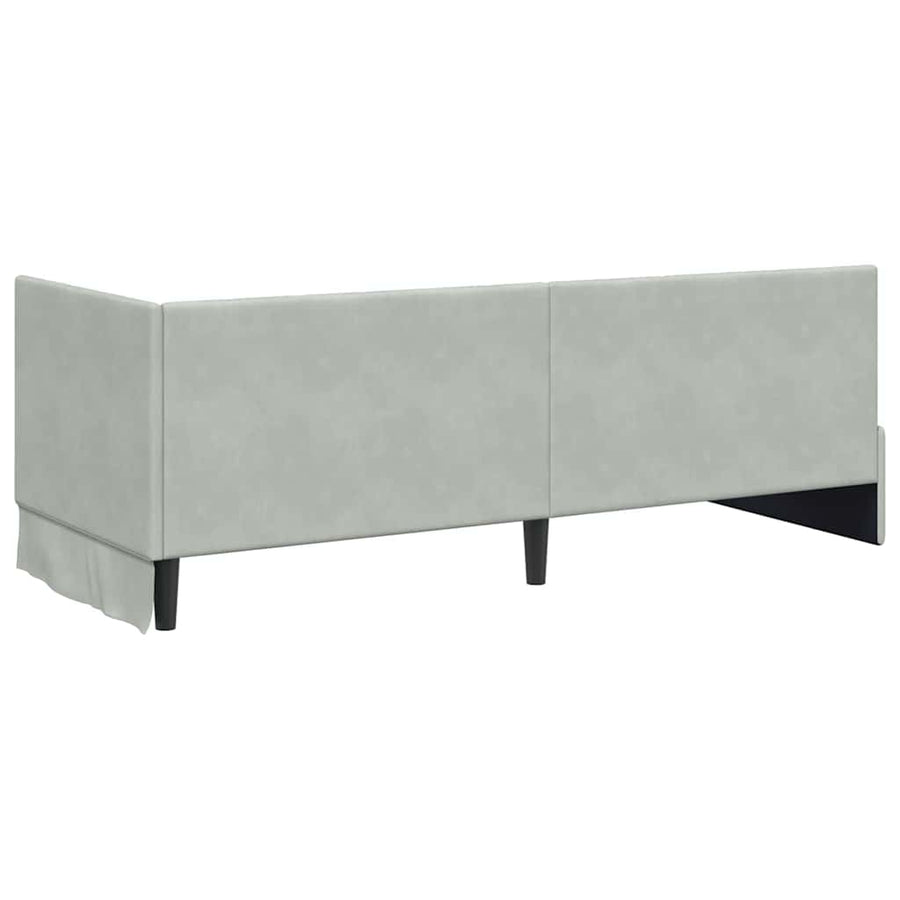 Hoekbedframe met Matras met hoofdeinde 2 pcs Lichtgrijs Fluweel
