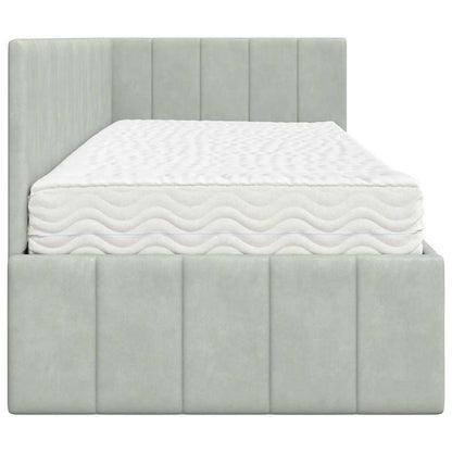 Hoekbedframe met Matras met hoofdeinde 2 pcs Lichtgrijs Fluweel