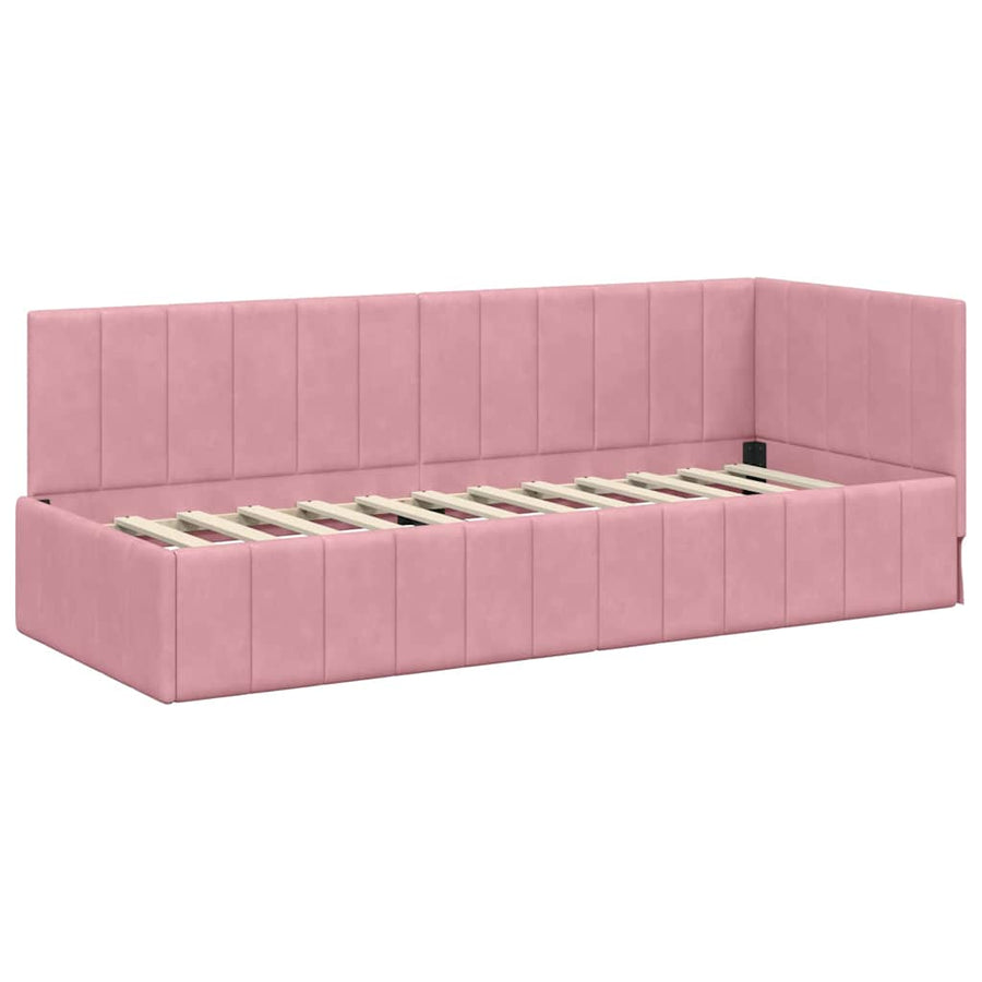Hoekbedframe met Matras met matras 2 pcs Grijs Fluweel