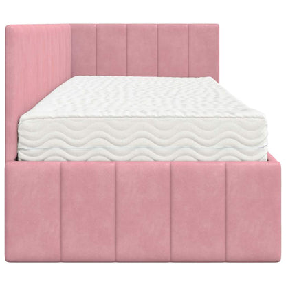 Hoekbedframe met Matras met matras 2 pcs Grijs Fluweel