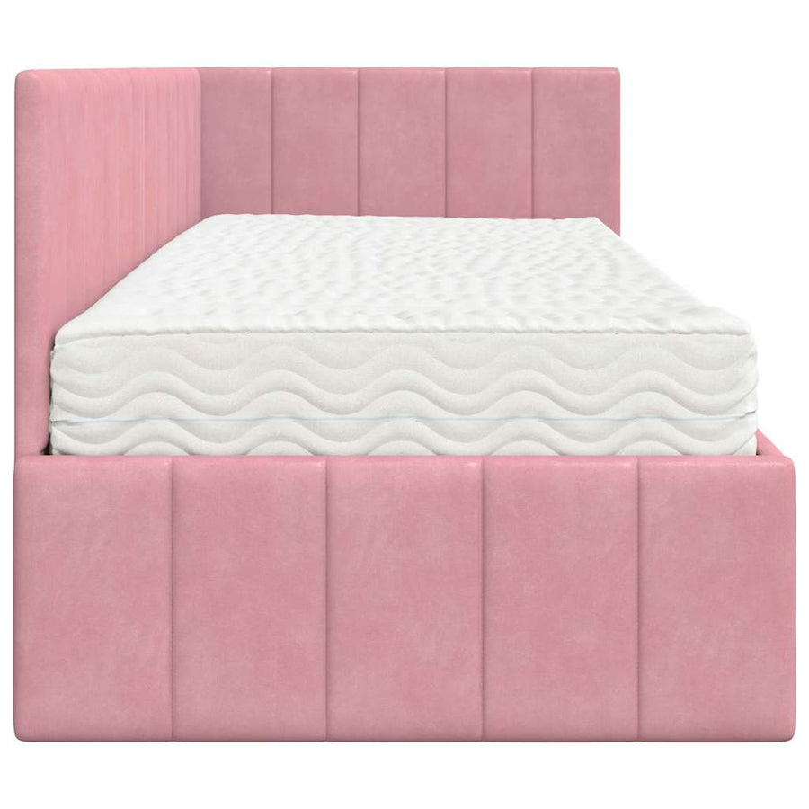 Hoekbedframe met Matras met matras 2 pcs Grijs Fluweel