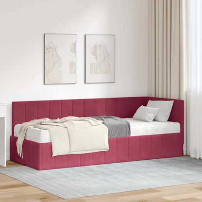 Hoekbedframe met Matras met hoofdeinde 2 pcs Groen Fluweel