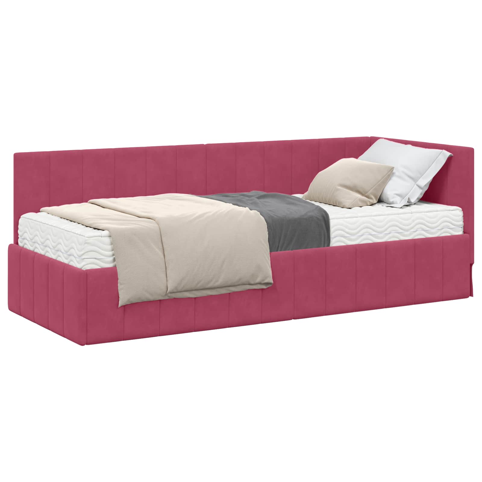 Hoekbedframe met Matras met hoofdeinde 2 pcs Groen Fluweel
