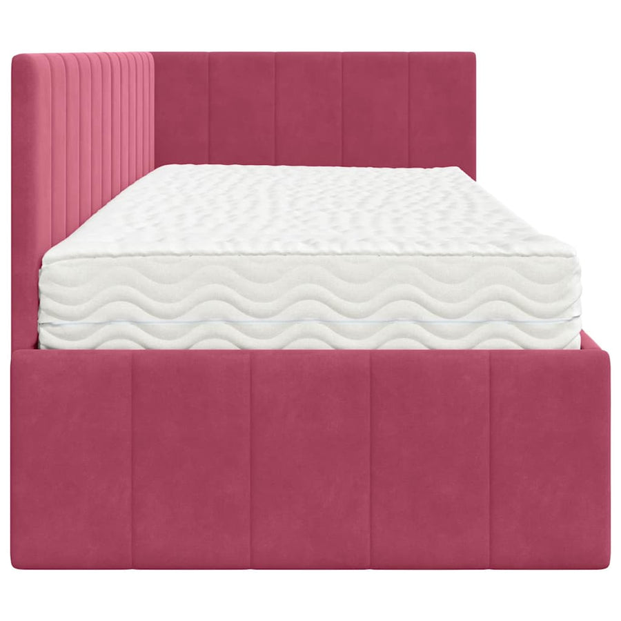 Hoekbedframe met Matras met hoofdeinde 2 pcs Groen Fluweel