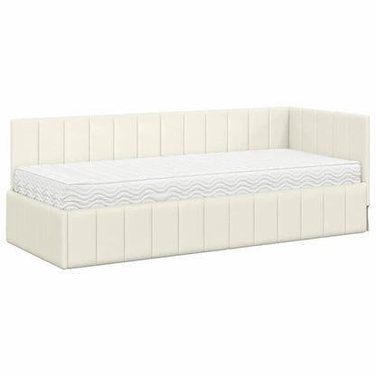 Hoekbedframe met Matras met hoofdeinde 2 pcs Crème Fluweel