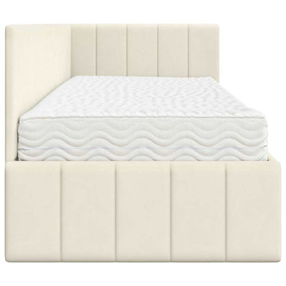 Hoekbedframe met Matras met hoofdeinde 2 pcs Crème Fluweel