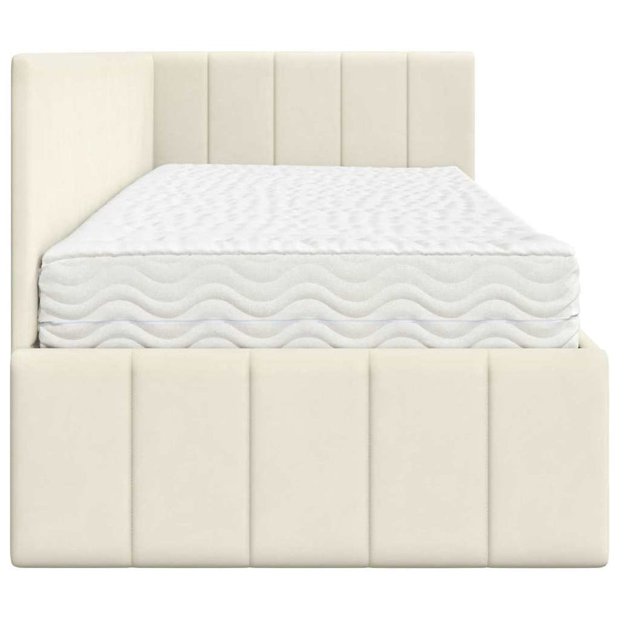 Hoekbedframe met Matras met hoofdeinde 2 pcs Crème Fluweel