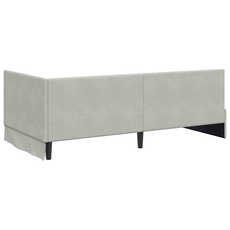 Hoekbedframe met Matras met hoofdeinde 2 pcs Lichtgrijs Fluweel