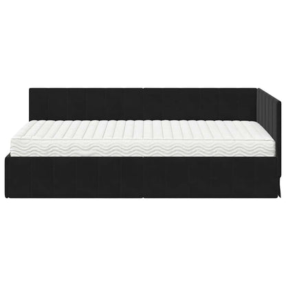 Hoekbedframe met Matras met hoofdeinde 2 pcs Zwart Fluweel