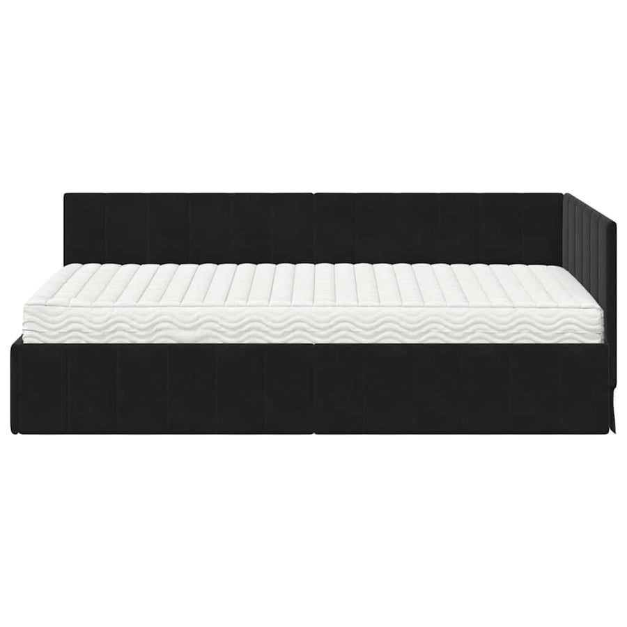 Hoekbedframe met Matras met hoofdeinde 2 pcs Zwart Fluweel