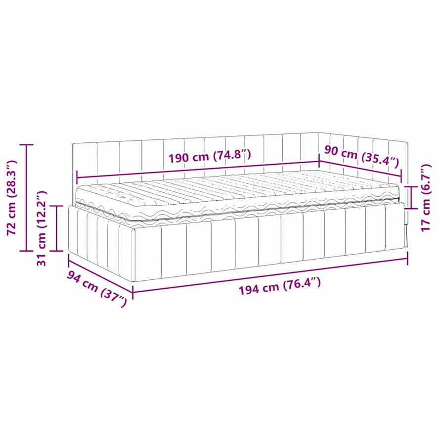 Hoekbedframe met Matras met hoofdeinde 2 pcs Zwart Fluweel