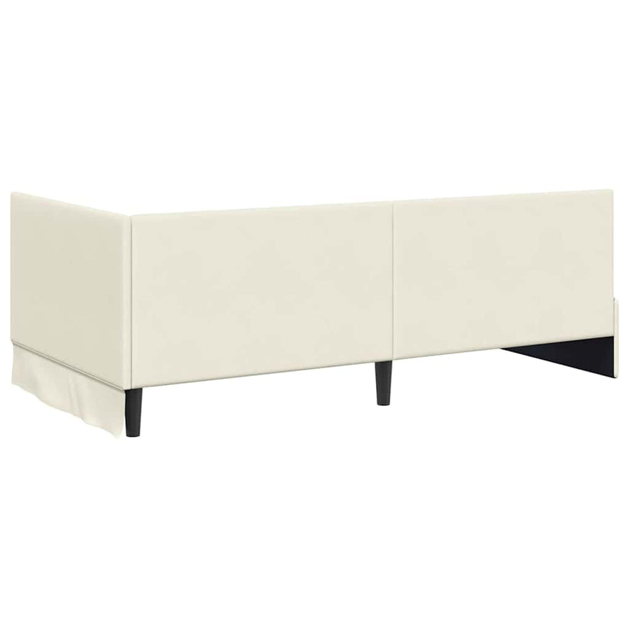 Hoekbedframe met Matras met matras 2 pcs Crème Fluweel