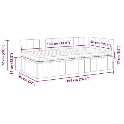 Hoekbedframe met Matras met matras 2 pcs Crème Fluweel