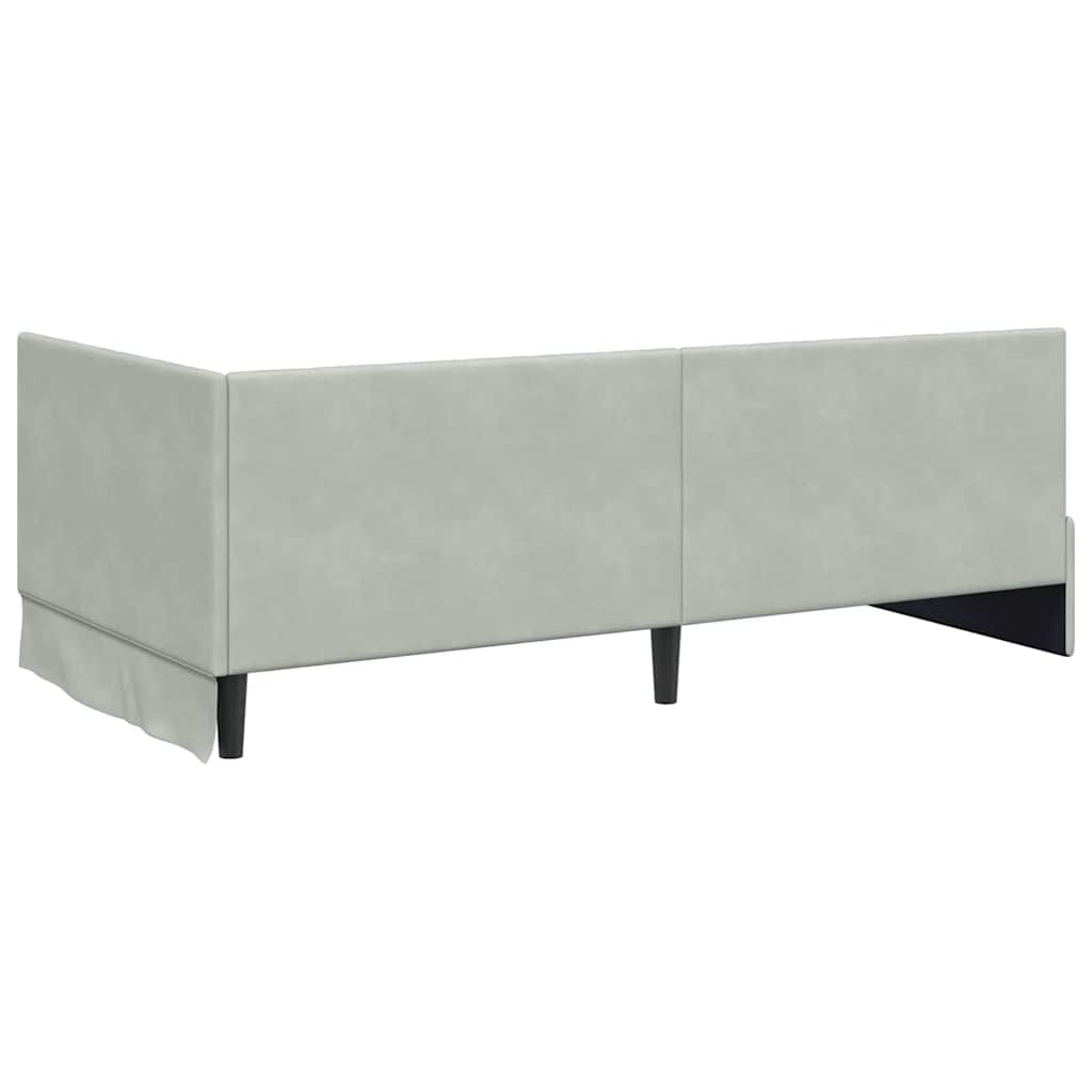 Hoekbedframe met Matras met matras 2 pcs Lichtgrijs Fluweel