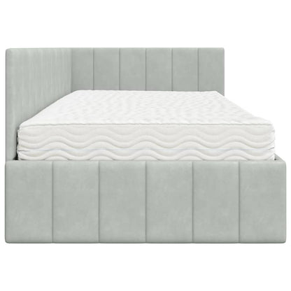 Hoekbedframe met Matras met matras 2 pcs Lichtgrijs Fluweel