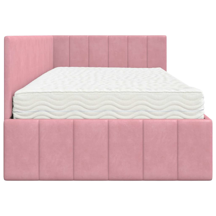 Hoekbedframe met Matras met matras 2 pcs Grijs Fluweel